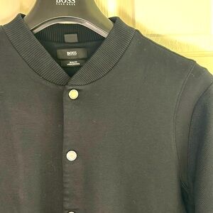 HUGO BOSS - lined Cardigan Sweater - Medium - Black -97% Ctn,3% Polymid